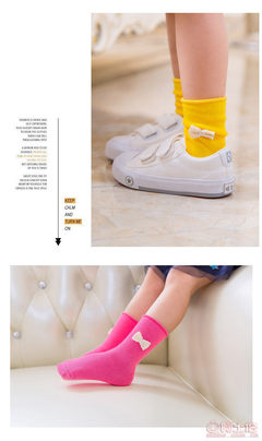 Q1668童趣娃品春季新款女寶純色卷邊蝴蝶結兒童襪子 精致童裝，批發首選